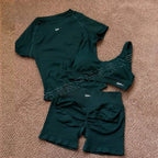 Women Seamless Sportswear Workout Set 3 Piece Sports Gym Yoga set Activewear For Fitness Training Running Daily Wear