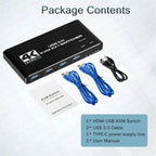 KVM Switch 4K 60Hz Switcher USB 3.0 Hub Docking Station Splitter Dock 2 Computers Share Keyboard Mouse Printer PC Accessories