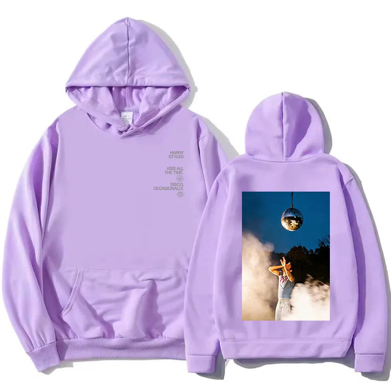 HarryStyles KISS ALL THE TIME. DISCO, OCCASIONALLY.  Hoodies Album Design Graphic Print Sweatshirts Women Clothing Fleece Hoodie