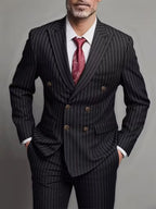 Men Suits Men's Two Piece Suit Double Breasted Man Fashionable and Slim-fitting Design Groom Wedding Dress Casual Striped Fabric
