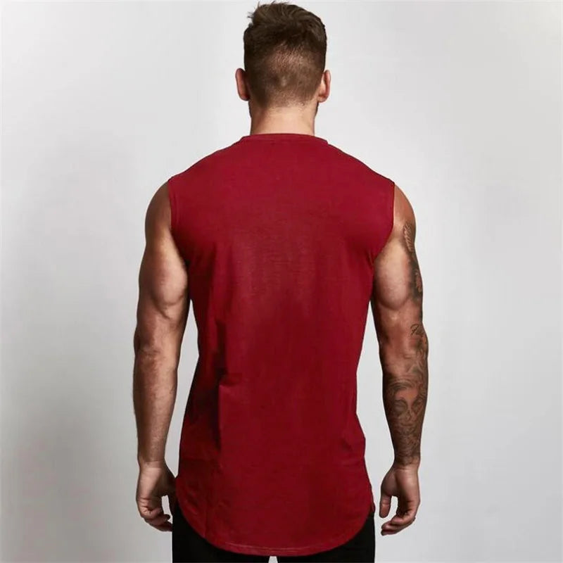 Summer Cotton Breathable V-neck Tank Tops Gym Workout Running Sport Sleeveless Shirt Mens Fitness Bodybuilding Muscle Clothing