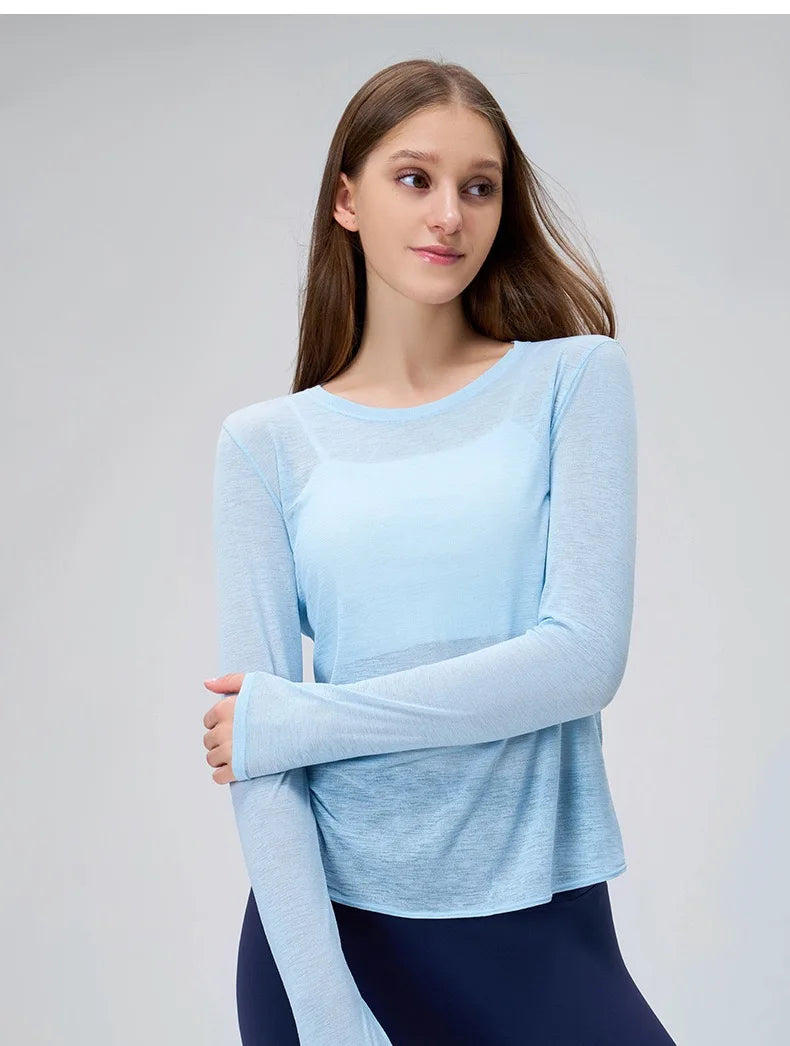 Yoga Suit Women's Long-sleeved Shirts Beautiful Back Sports Suit Tops Slim Loose Blouse Pilates Fitness Gym Suit Running Clothes