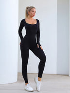 Jumpsuit for Women Long Sleeve Jumpsuits Yoga Ribbed Romper Sexy One Piece Bodycon Workout Full Bodysuit Bottom Pant