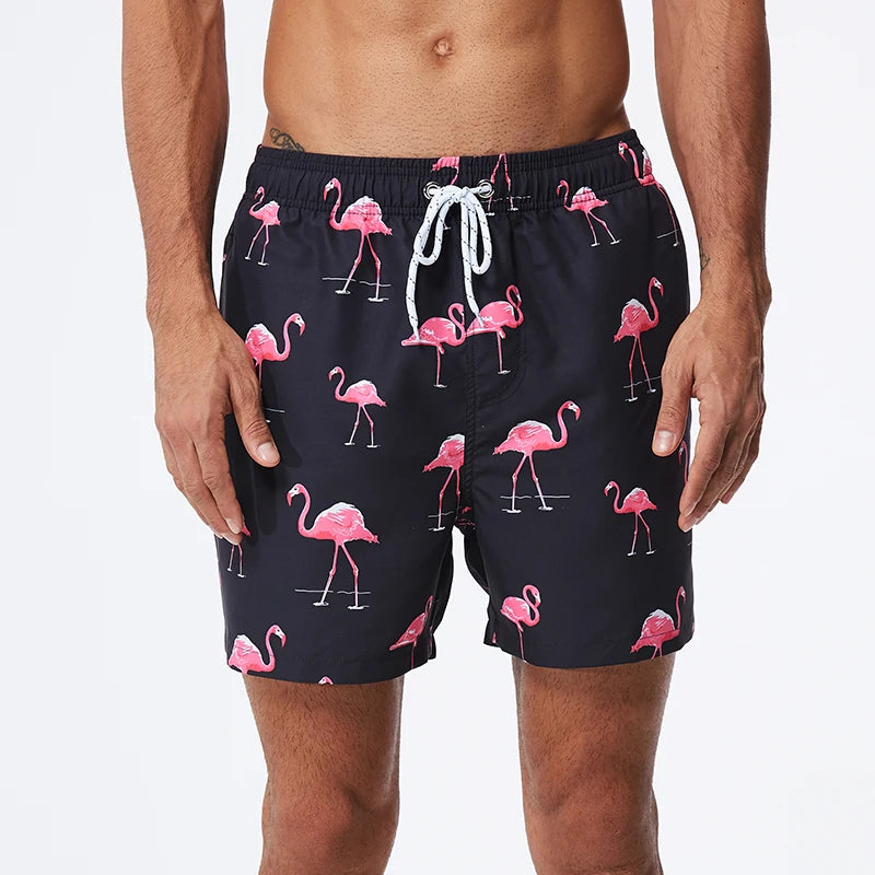 DATIFER Men's Sports Short Beachwear New Style Polyester Printing Fitness Beach Pants Surfing Swimming Trunks Bathing Swimwear