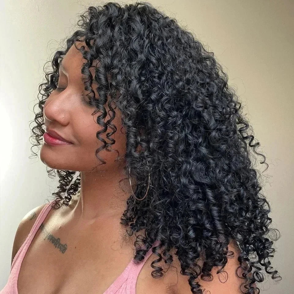 Pixie Curly Human Hair Weave Bundle With Closure Brazilian Human Hair Weave Extensions 100% Human Hair Weft HD Lace Closure