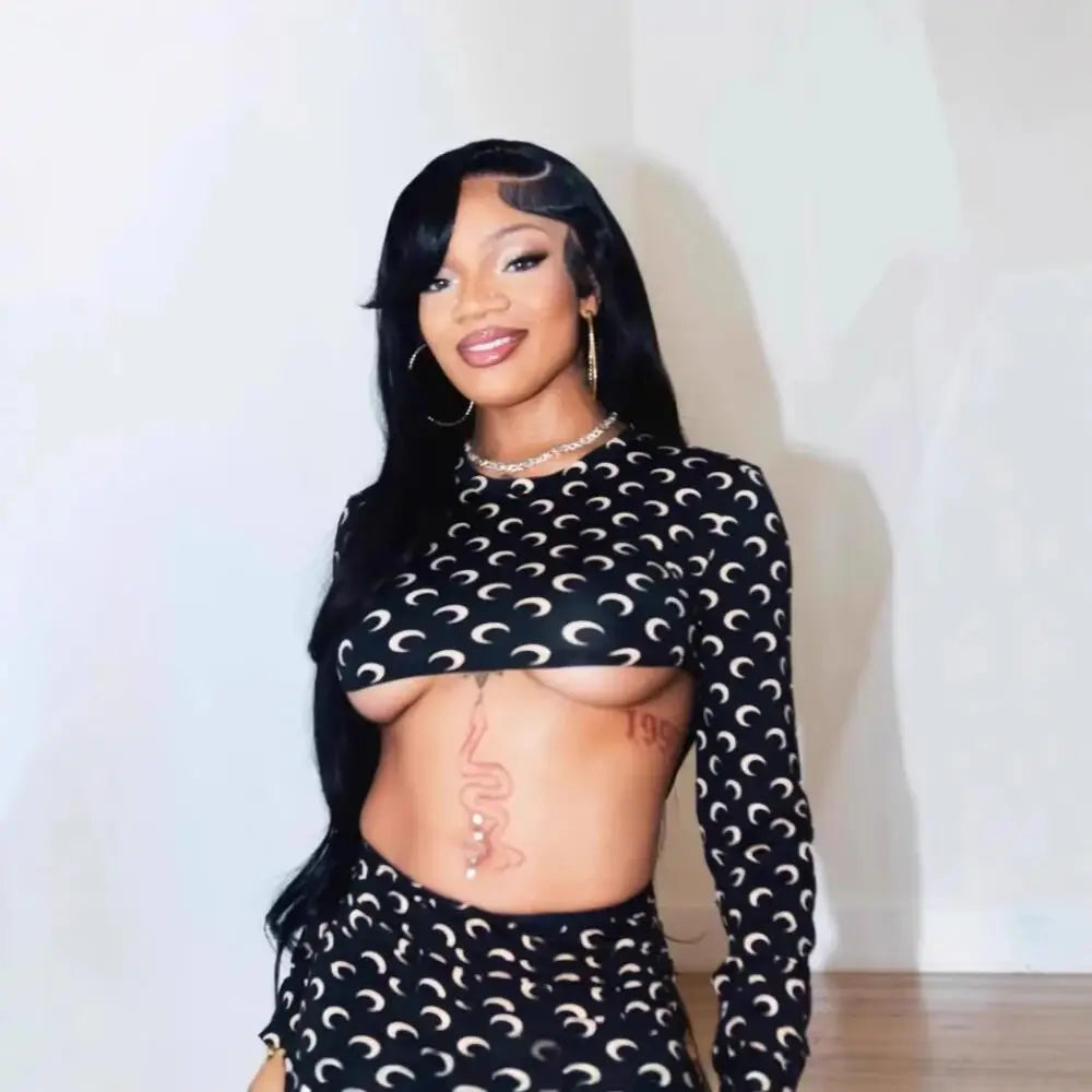 Fashion Two Piece Set Women Spring Autumn Outfit Long Sleeve Short Decor Top and Hip Short Skirt Casual Set