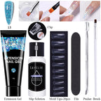 LILYCUTE 15ml Extension Gel Nail Polish Set Quick Nail Prolong With Extend Mold Nail Tips Acrylic Solution Manicure Tools Kit