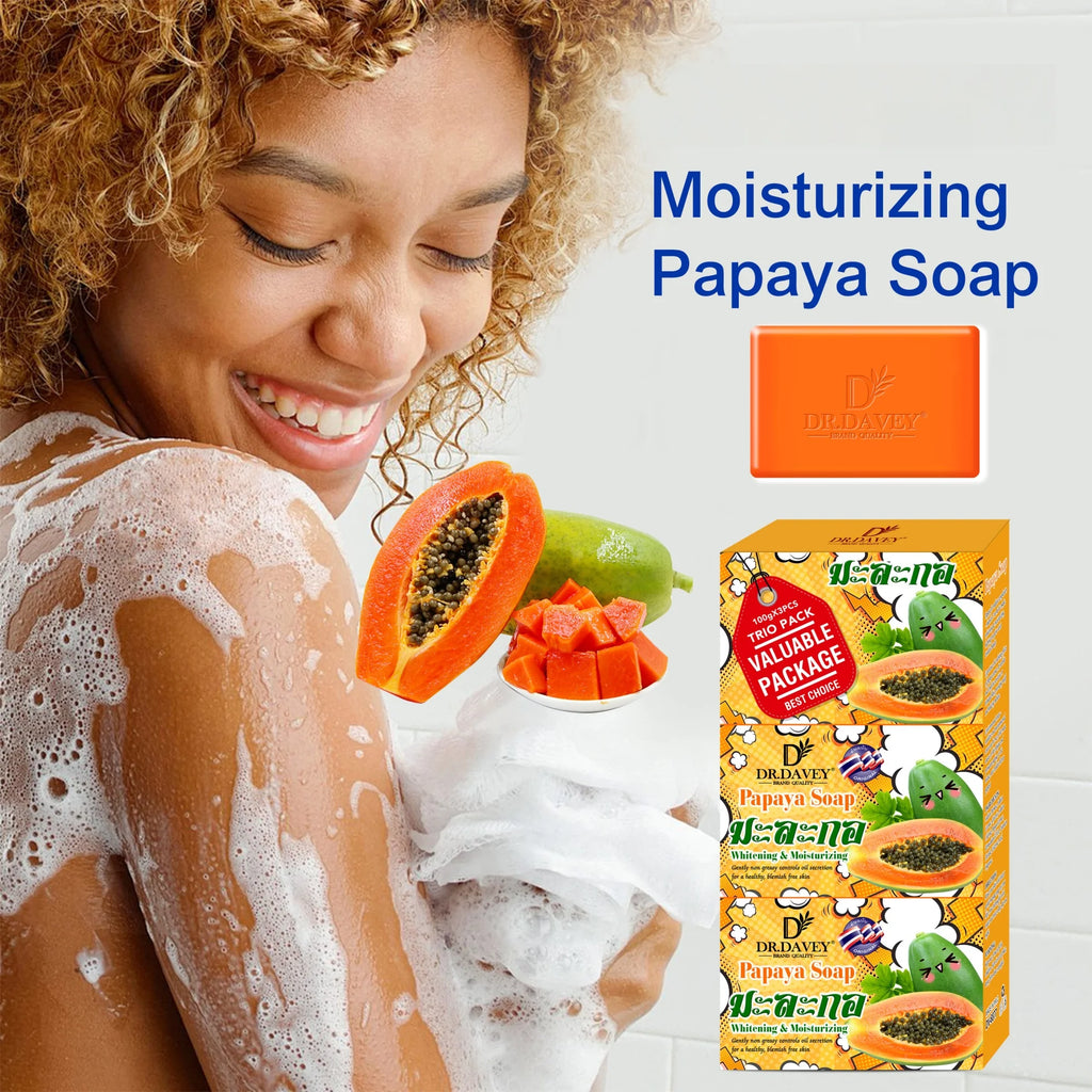 3pcs Papaya Soap Cleansing and moisturizing handmade soap for bathing, face washing, and skin moisturization