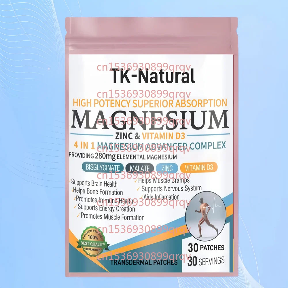30 Patches Magnesium 4-in-1 Transdermal Patches Bisglycinate, Malate,Zinc & Vitamin D3 Brain, Energy, Muscle, Immune Support Main image