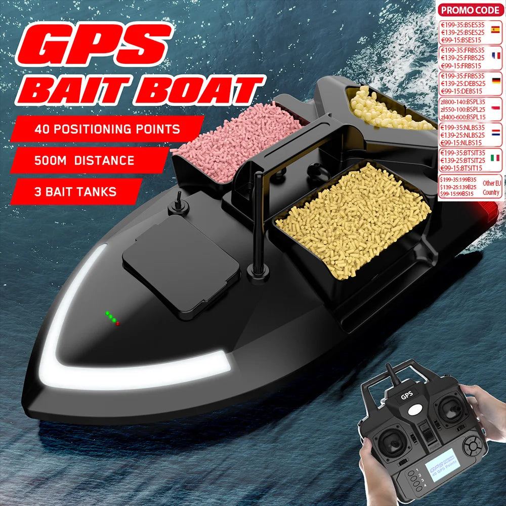 LOKEEVAN GPS Fishing Bait Boat 500m Remote Control Bait Boat Dual Motor Fish Finder Automatic Cruise/Return/Route Correction Main image