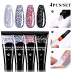 LILYCUTE 15ml Extension Gel Nail Polish Set Quick Nail Prolong With Extend Mold Nail Tips Acrylic Solution Manicure Tools Kit