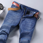 Wthinlee Business Men Jeans Casual Straight Stretch Fashion Classic Blue Black Work Denim Trousers Spring Summer Brand Clothing