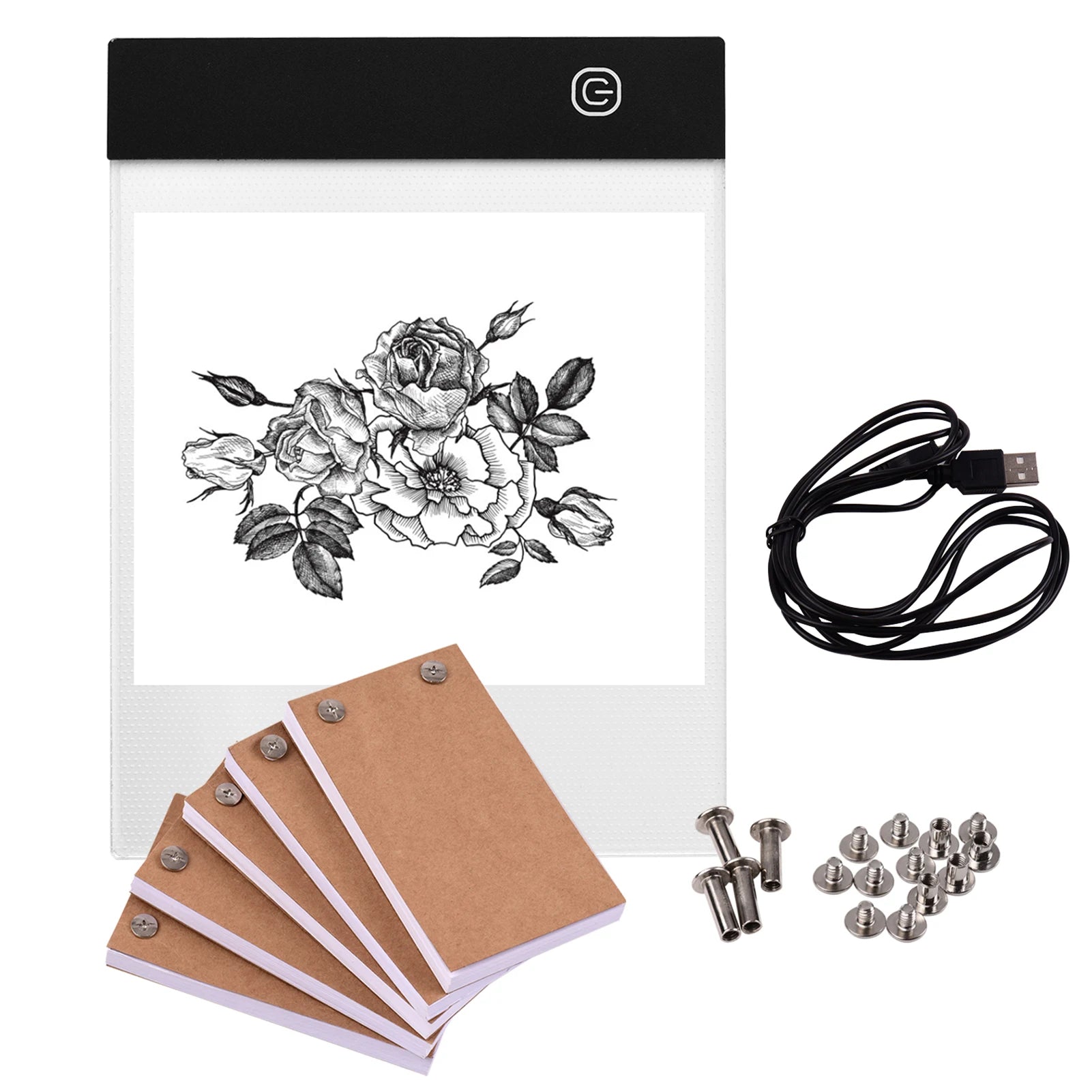 Portable Flip Book Kit with Light Pad Tablet LED Light Box 3 Level Brightness Control 300 Sheets Flipbook Paper w/ Binding Screw Main image