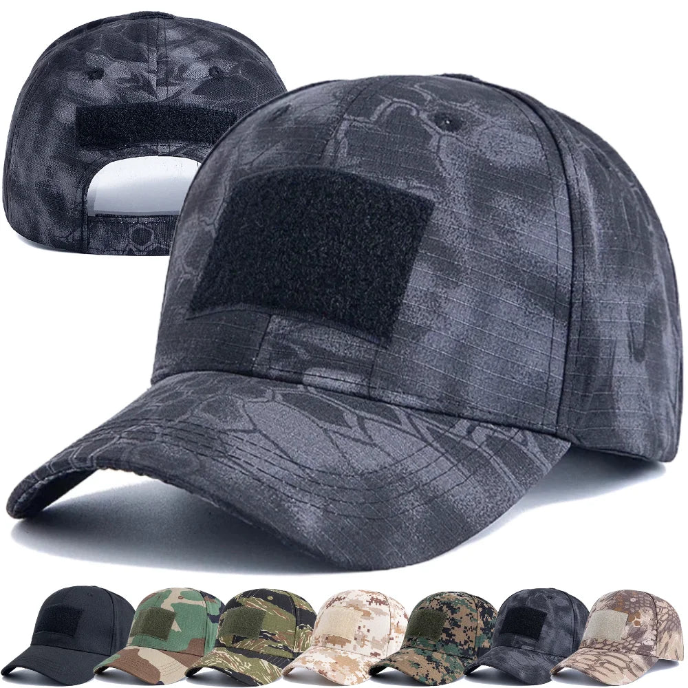 Men's Camouflage Tactical Baseball Cap With 3 Velcro Patches Military Camouflage Hat Cap For Outdoor Jugle Fishing Hiking Caps Main image