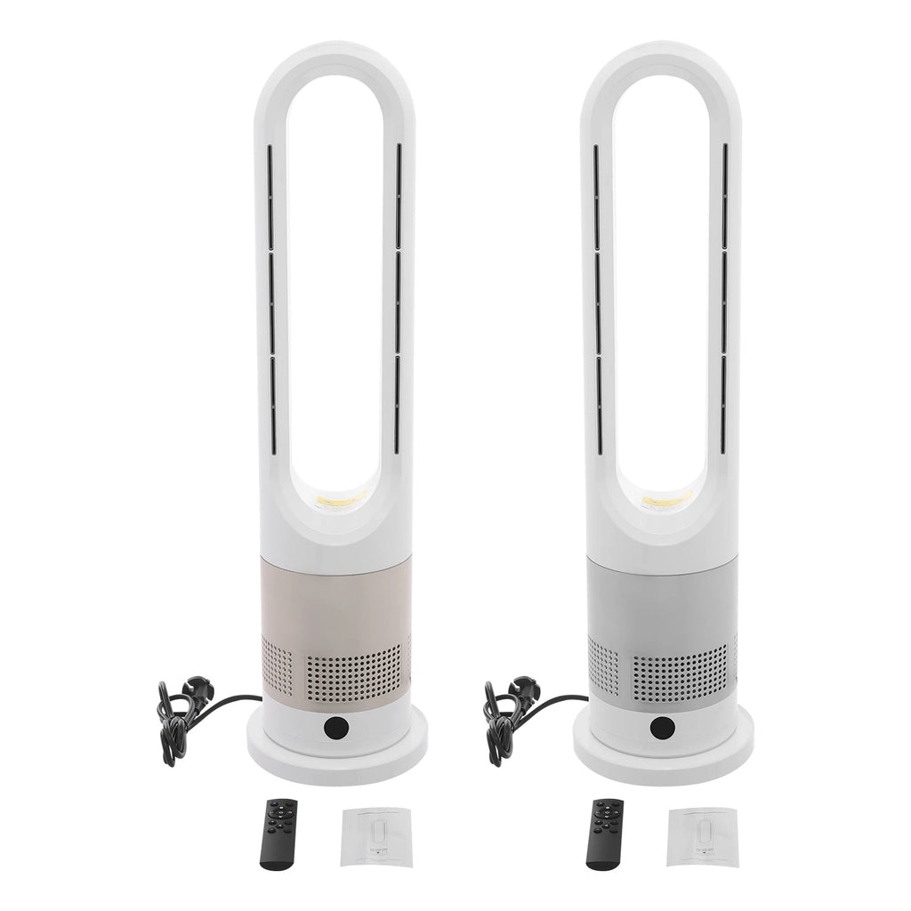 Cooling & Heating Bladeless Fan 220V W/ Timer Remote Control 8 Wind Speed Home Silent  Air Conditioner Heater LED Display