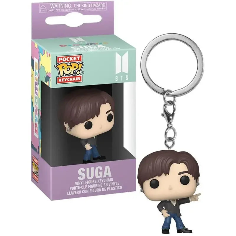 Funko POP Keychain Toy Men's Team Cartoon V JUNG KOOK JIMIN Jin V J-HOPE Pocket Pop Keychain Vinyl Action Figure Collection Toys