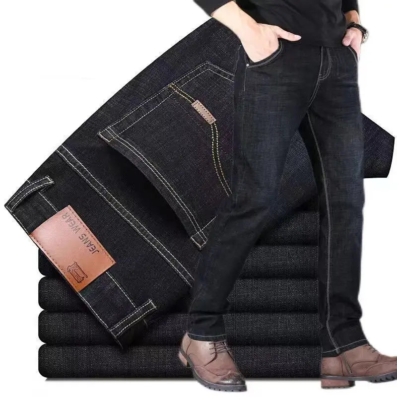 2025New Men Stretch Jeans Male Classic Elasticity Business jeans men fashion comfortable Solid slim straight long Denim pants