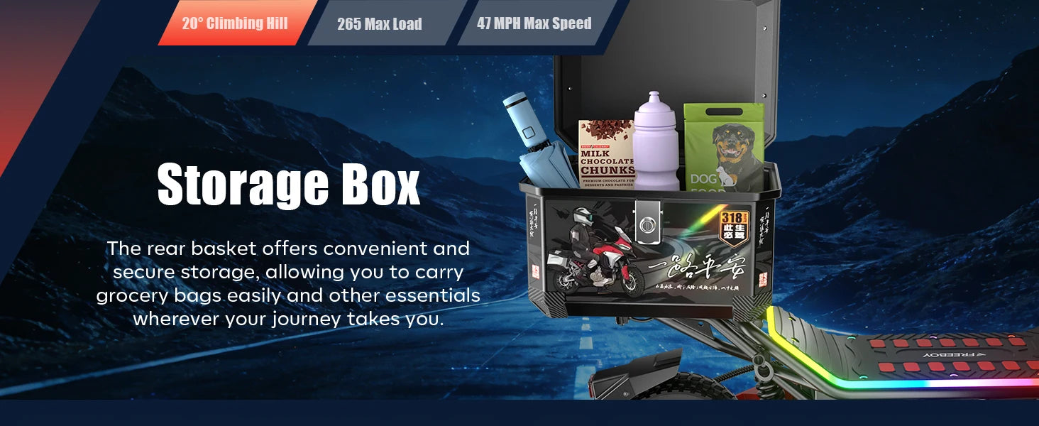 FREEBOY H10 E-Scooter Gift Toolbox 6000W Dual Motor 60V 28AH Battery Speed 75km/h 12" Tires Electric Scooter Hydraulic Braking