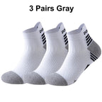 3 Pairs Marathon Socks Men Women Professional Sport Ankle Running Socks Thickened Cushioned Tube Low Cut Fitness Short Sock Mesh
