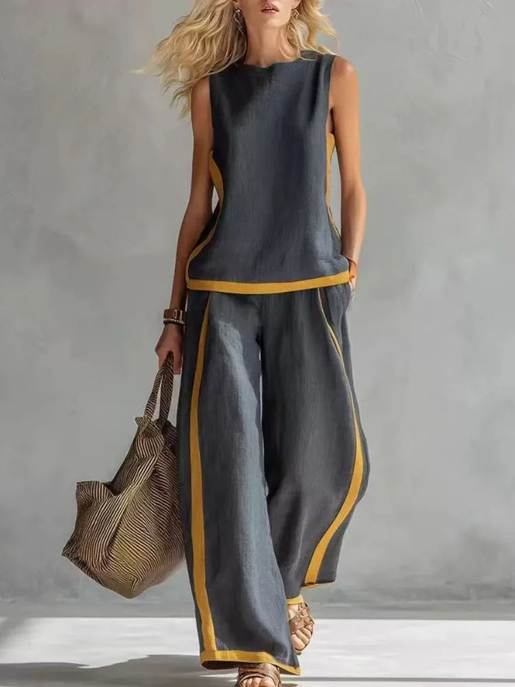 Women Solid Lapel Full Sleeves Pant Suits Chic Single Breasted Wide-leg Long Pants Sets 2026 Lady  Casual Daily Loose Fit Outfit
