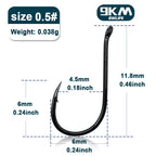 9KM Chinu Hooks 50~100Pcs Single Fishing Circle Hook Black High Carbon Steel for Saltwater Freshwater Porgy Bream Grouper
