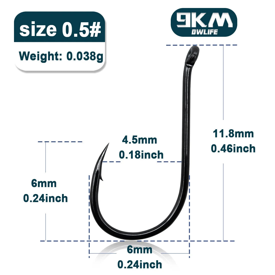 9KM Chinu Hooks 50~100Pcs Single Fishing Circle Hook Black High Carbon Steel for Saltwater Freshwater Porgy Bream Grouper