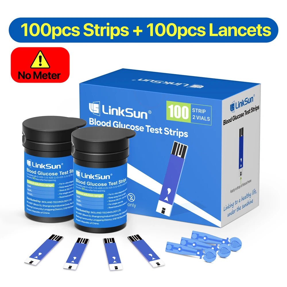 LinkSun Blood Glucose Meter G-425-3 Glucometer No Code for Diabetes Test 10/50/100pcs Strips Lancets Medical Blood Sugar mg/mmol