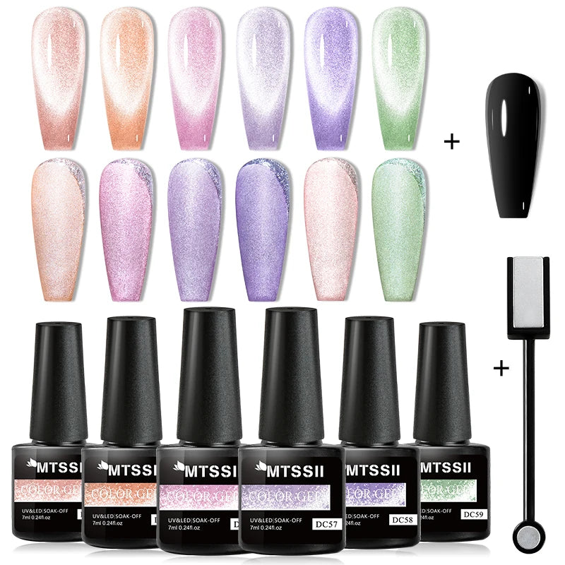 10/12PCS/SET Cat Magnetic Gel Nail Polish Set 9D Reflective Glitter Gel Semi Permanent UV Gel Soak Off Sparkling Nail Art Kits
