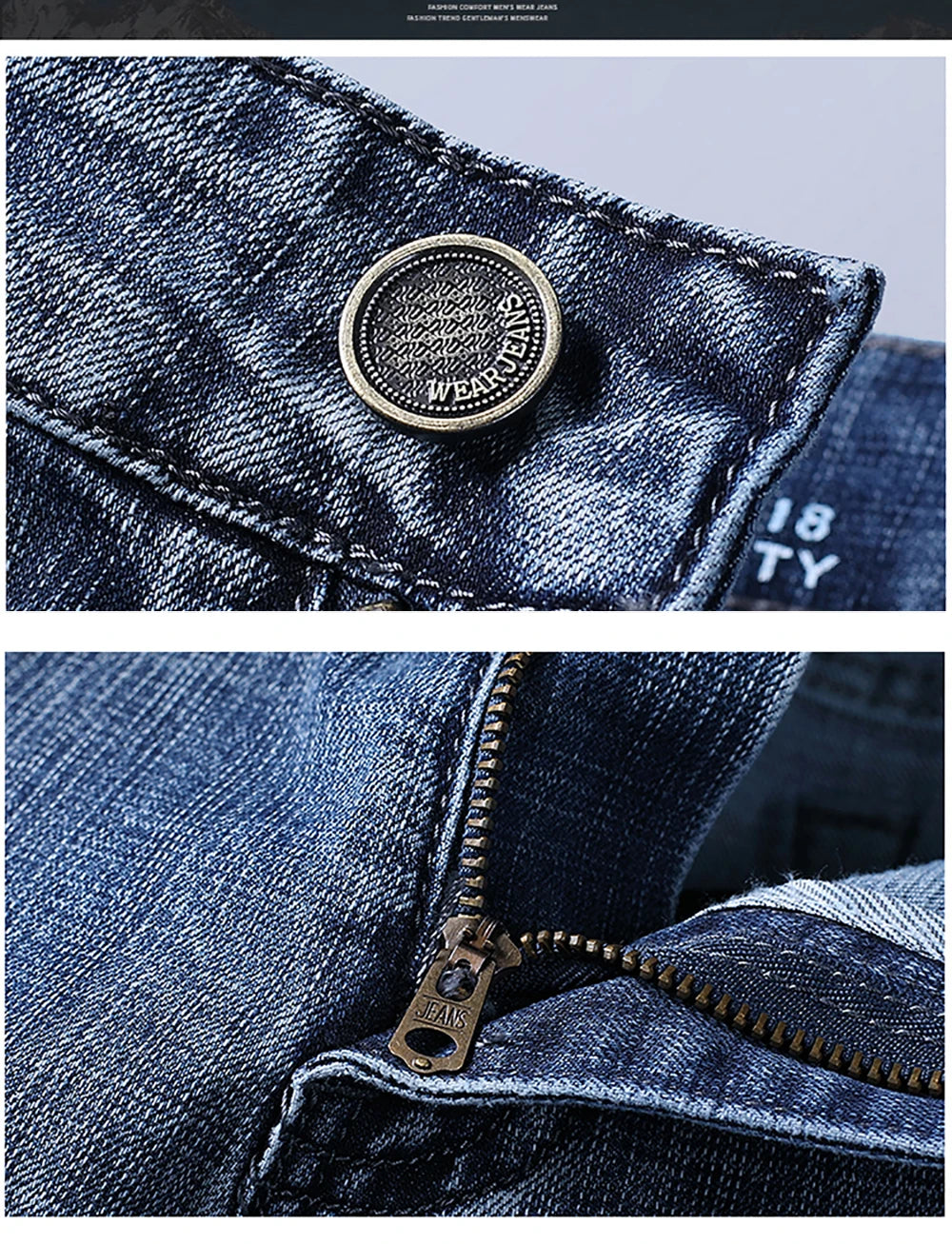 Wthinlee Business Men Jeans Casual Straight Stretch Fashion Classic Blue Black Work Denim Trousers Spring Summer Brand Clothing