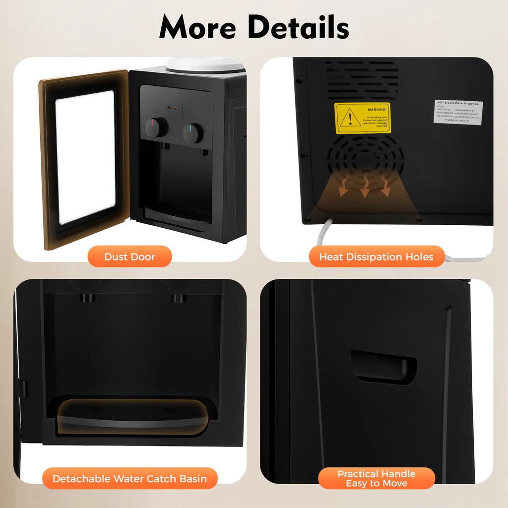 550W Desktop Water Dispenser Stainless Steel Liner PP Material 270x235x370mm 3kg Fast Heating & Cooling Dual-Use Water Dispenser