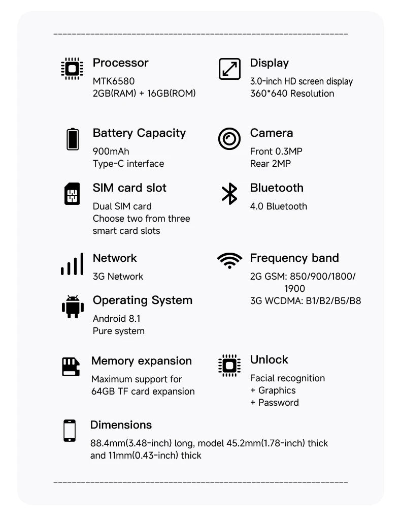 SERVO 18SE MINI 3G Pocket Smartphone Android System Google Play 16GB ROM 2MP Camera WiFi Super Small Smart Phones 2 SIM Standby