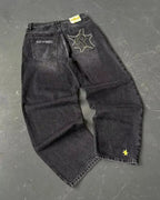 American Y2K 2025 New Baggy Wide Leg Black Jeans Overszied Women Street Casual Joker Denim Pants Couple Jeans Vintage Streetwear