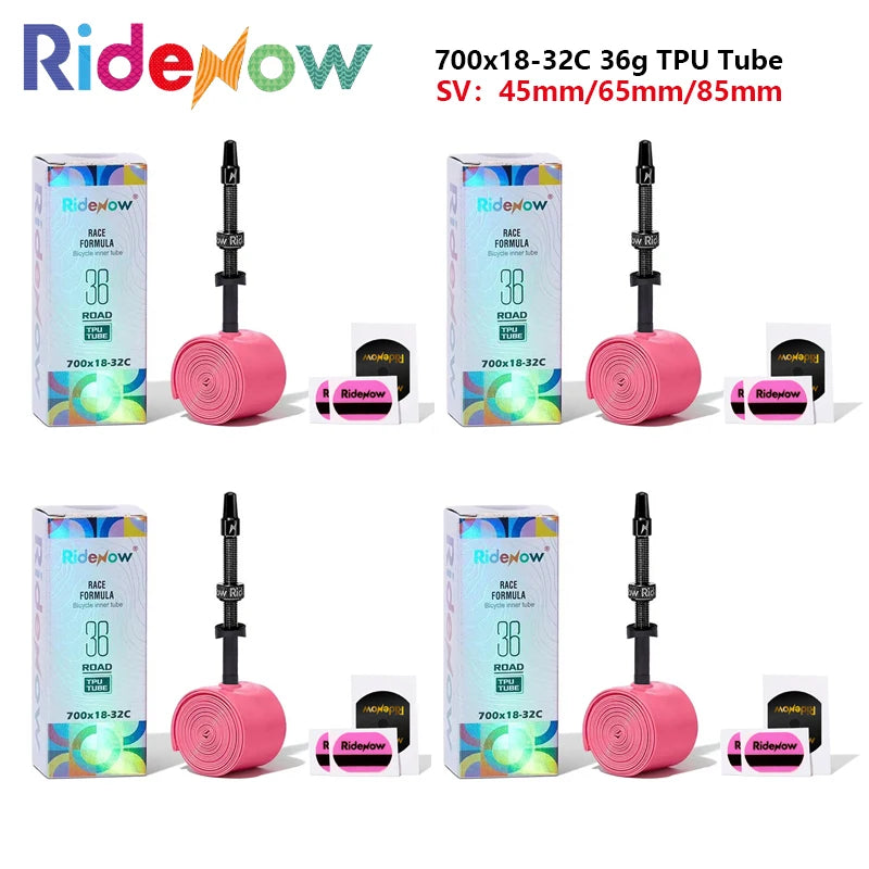 Ridenow Upgraded Metal Nozzle 700c Tpu Inner Tube External Thread Tube 700x18-32c Road Bike Removable Valve Cores Inner Tire Main image