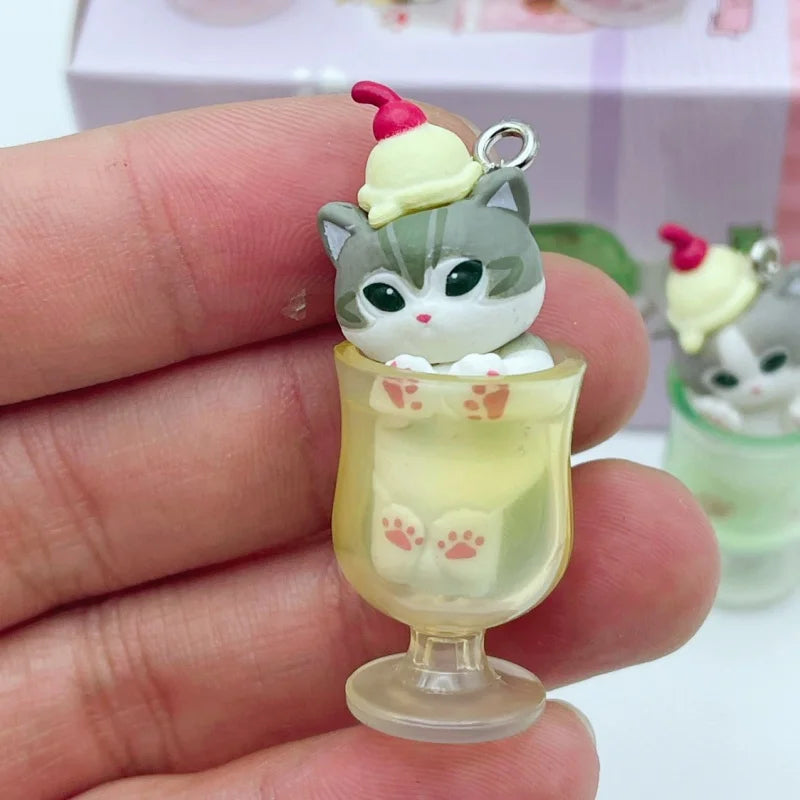 In Stock New Mofusand Cat Pudding Cold Drink Pendant Mini Figures Blind Box Anime Figures Ornaments Dolls Birthda Xmas Gifts Toy