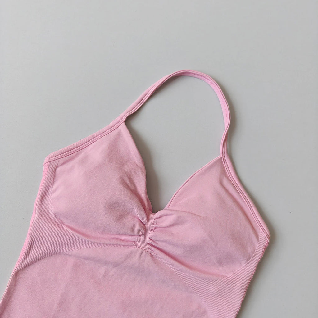Longline Strappy Top Yoga Vest Woman Backless Tank Tops Sports Fitness Bras Running Workout Gym Halter