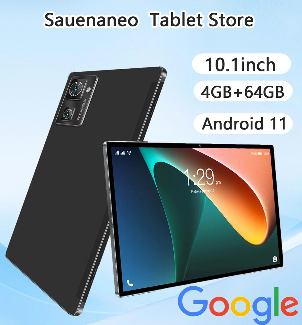 Sauenaneo PC Tablet 4GB RAM  64GB ROM (1TB Expansion) Supports Google Office Dual SIM Cards Dual cameras Android 11 Main image