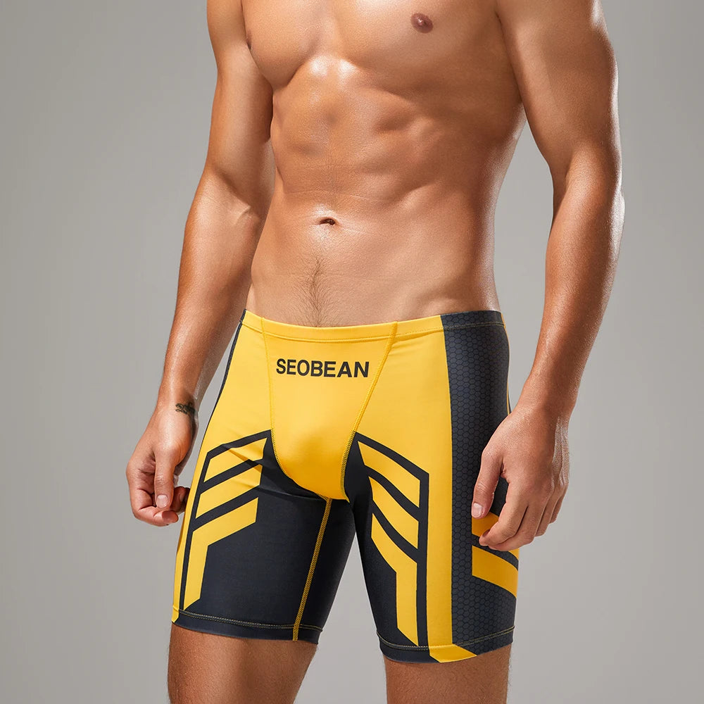 Men's Quick-Dry Boxer Brief Swimming Trunks with Waist Tie for Surfing Beach Sand Thermal Swimming Shorts Secondary image