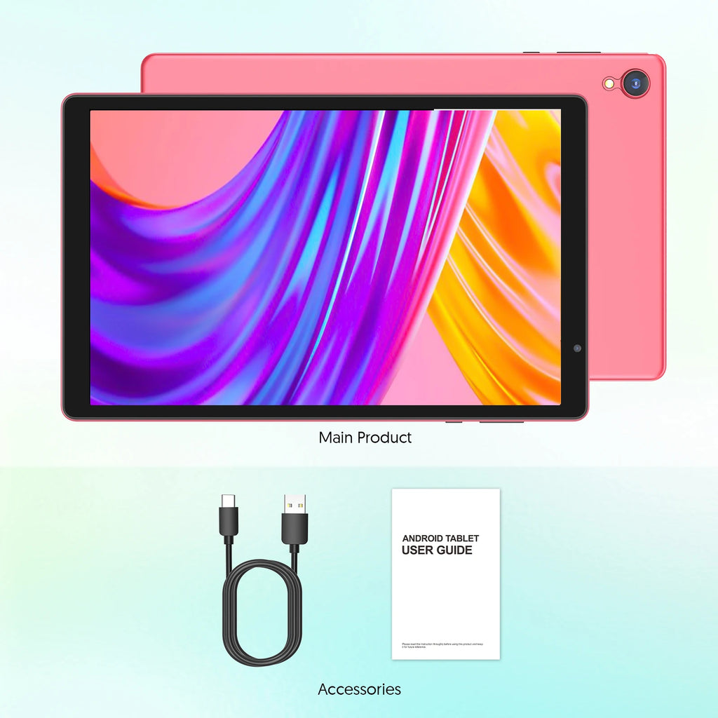 BAKEN 10-inch Android 14 Tablet, Quad-core Processor, 32GB Storage, Wi-Fi 6, Bluetooth, USB-C Port, Google Play Store (GMS)