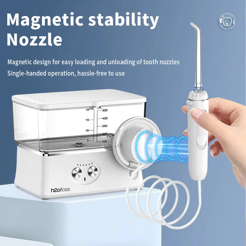 H2ofloss Water Flosser Portable Oral Irrigator 570ml 140PSI High Pressure 6 Modes 5 Nozzles with Storage Bag USB Rechargeable