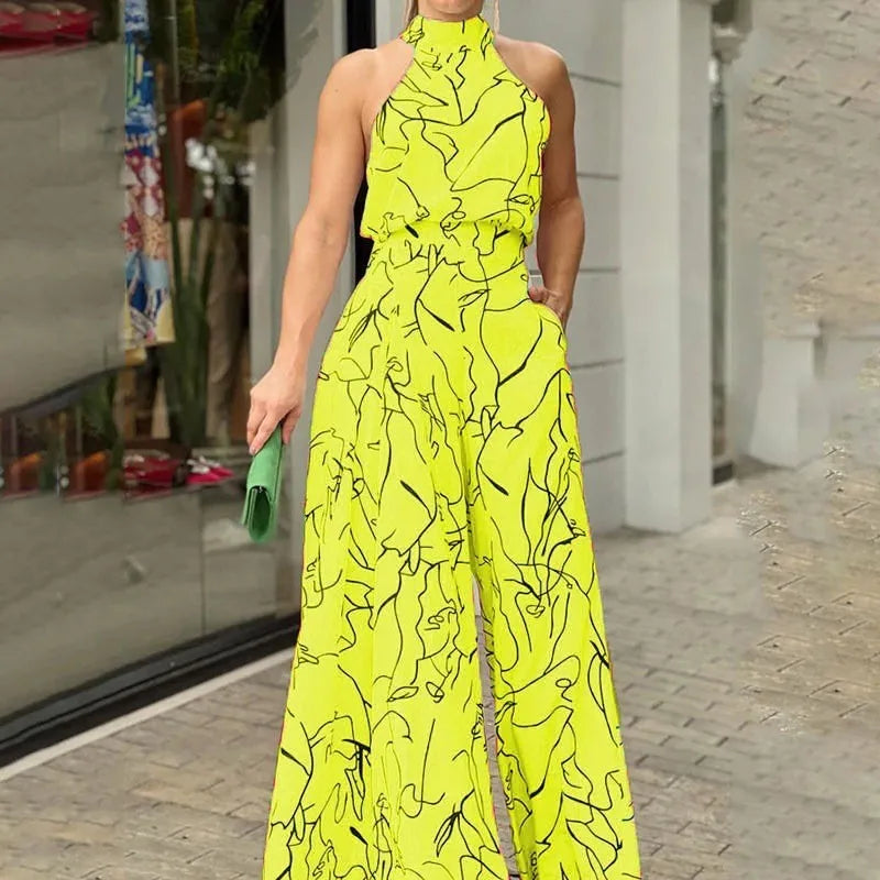 Sexy Sleeveless Jumpsuit Office Lady Spring Summer Fashion Casual Off Shoulder Print Jumpsuits For Women 2024 One Piece Rompers