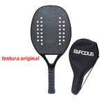 Full Carbon 3K Fiber Beach Tennis Racket Rough Surface Professional Racquet for Men and Women with Protective Bag Cover