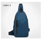 Men Bag Fashion New Solid Color Men Chest Bag Outdoor Casual Fashion One Shoulder Crossbody Bag Nylon USB Charging Shoulder Bags