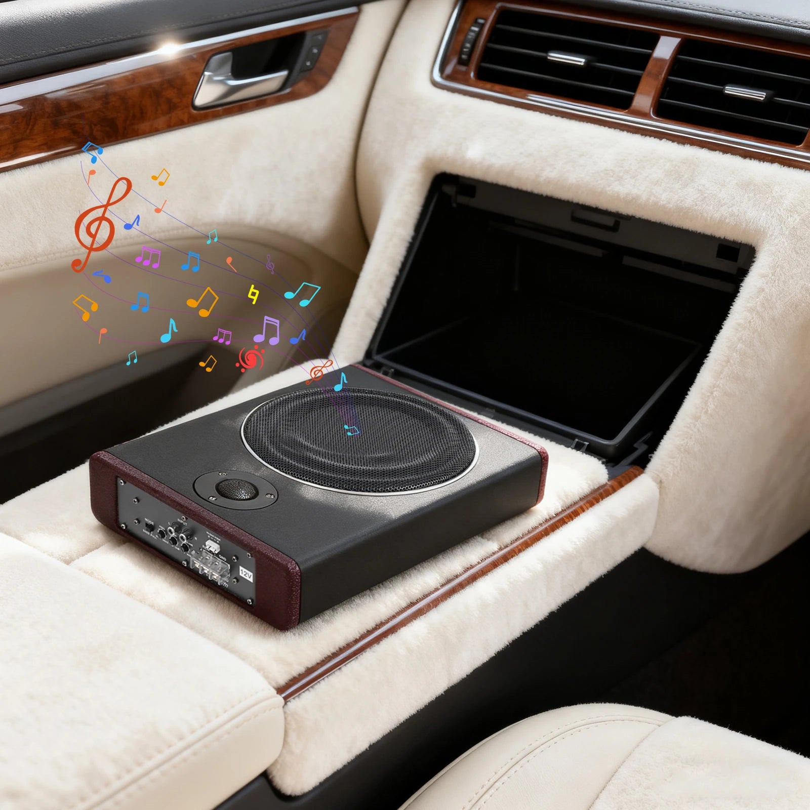8 Inch Ultra Slim Car Subwoofer Under Seat 12V 600W Car Active Subwoofer Compact Car Bass Audio Car Stereo Amplifier Speaker Main image