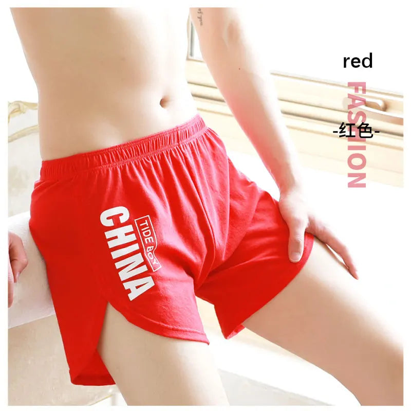 Fashion Loose Men's Underwear 100%Cotton Soft Mid Waist Arrow Pants Breathable Underpants Boys Large Size Boxer Shorts Sleepwear