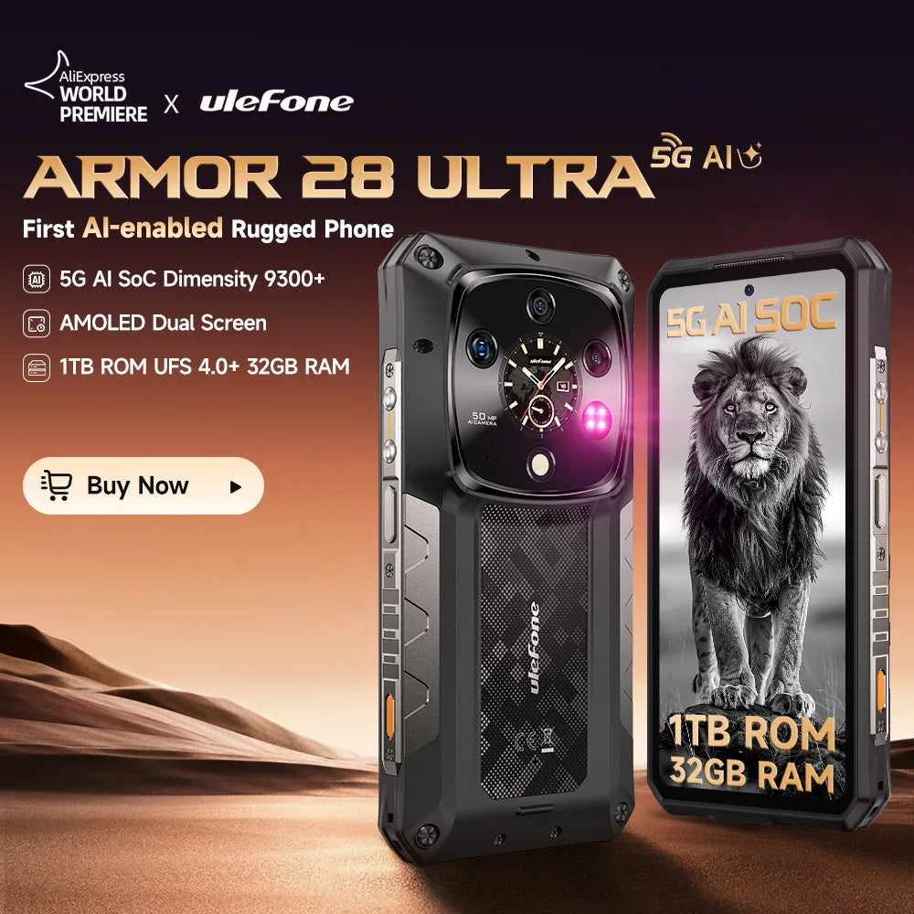【World Premiere】Ulefone Armor 28 Ultra 5G AI Rugged Phone 1TB ROM+32GB RAM Android Smartphone AMOLED 6.67" 10600mAh Mobile phone Main image