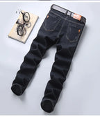 Men Fashion Straight Jeans Men 2025 New Stretch Slim Fit Pants Comfortable Soft Business Denim Trousers Male Brand Clothing