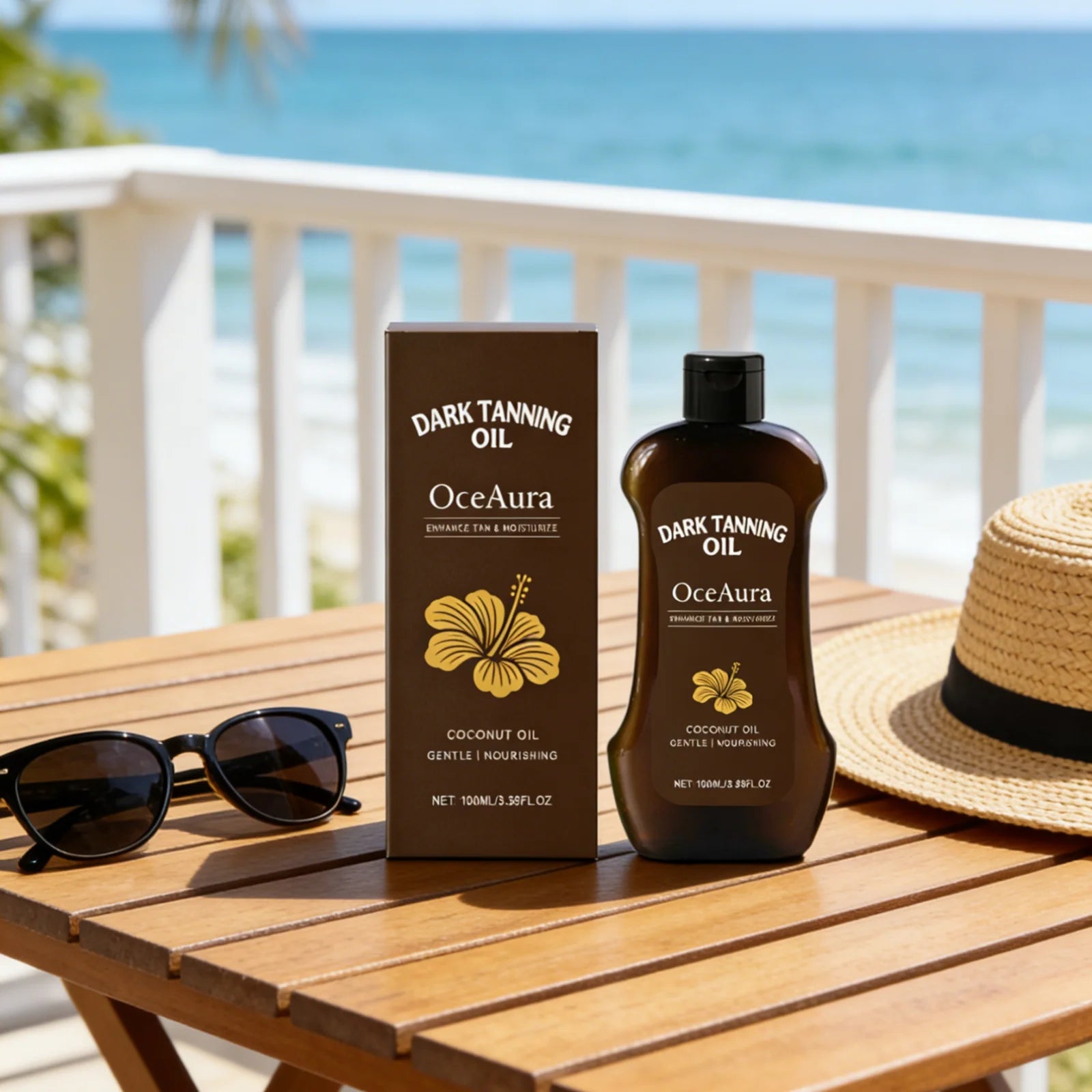 OceAura Tanning Oil Lotion Deep Moisturizing Nourishing Skin Rejuvenating Long Lasting Tan Lightweight Non Greasy Bronzing Oil