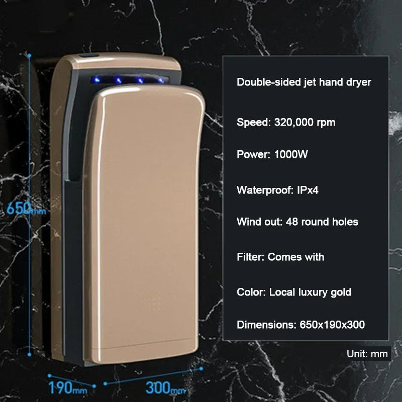 Full New Hand Dryer Induction Hotel Restauran High Speed Jet-type Hand Drying Machine Double-sided hand dryer 220v