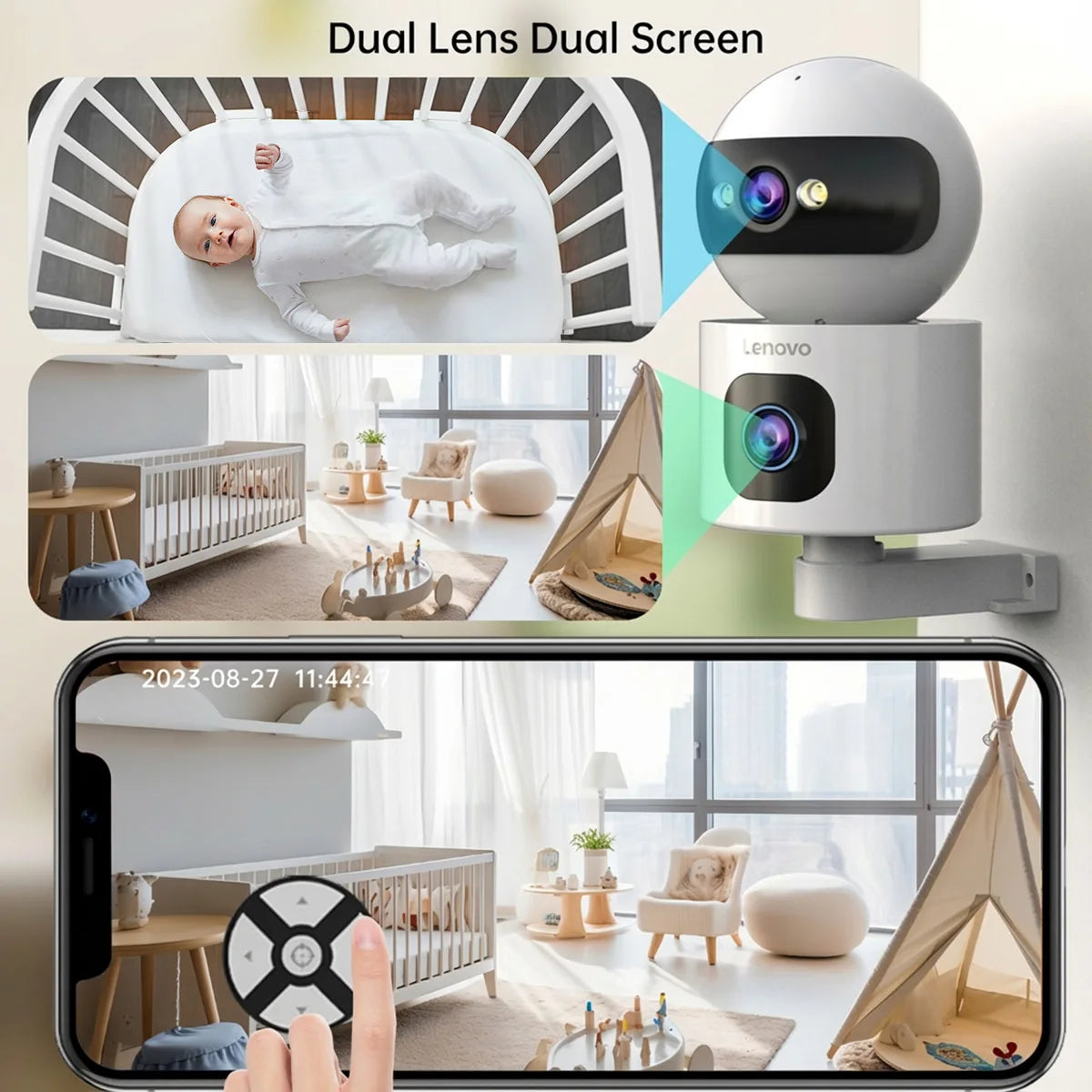 Lenovo 8MP HD IP Camera Dual Lens Baby Monitor 5X Zoom Color Night Vision Human Automatic Tracking Video Smart Home Camera Secondary image