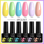 LILYCUTE 6PCS Gel Nail Polish Set Summer Neon Nail Gel Kits For DIY Nail Vernis Semi Permanent UV Lamp Gellak Nail Varnish Set